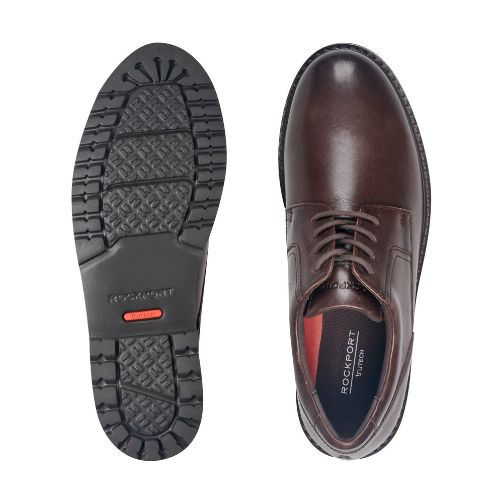 Men Rockport Maverick Plain Toe Oxford Dark Brown Leather