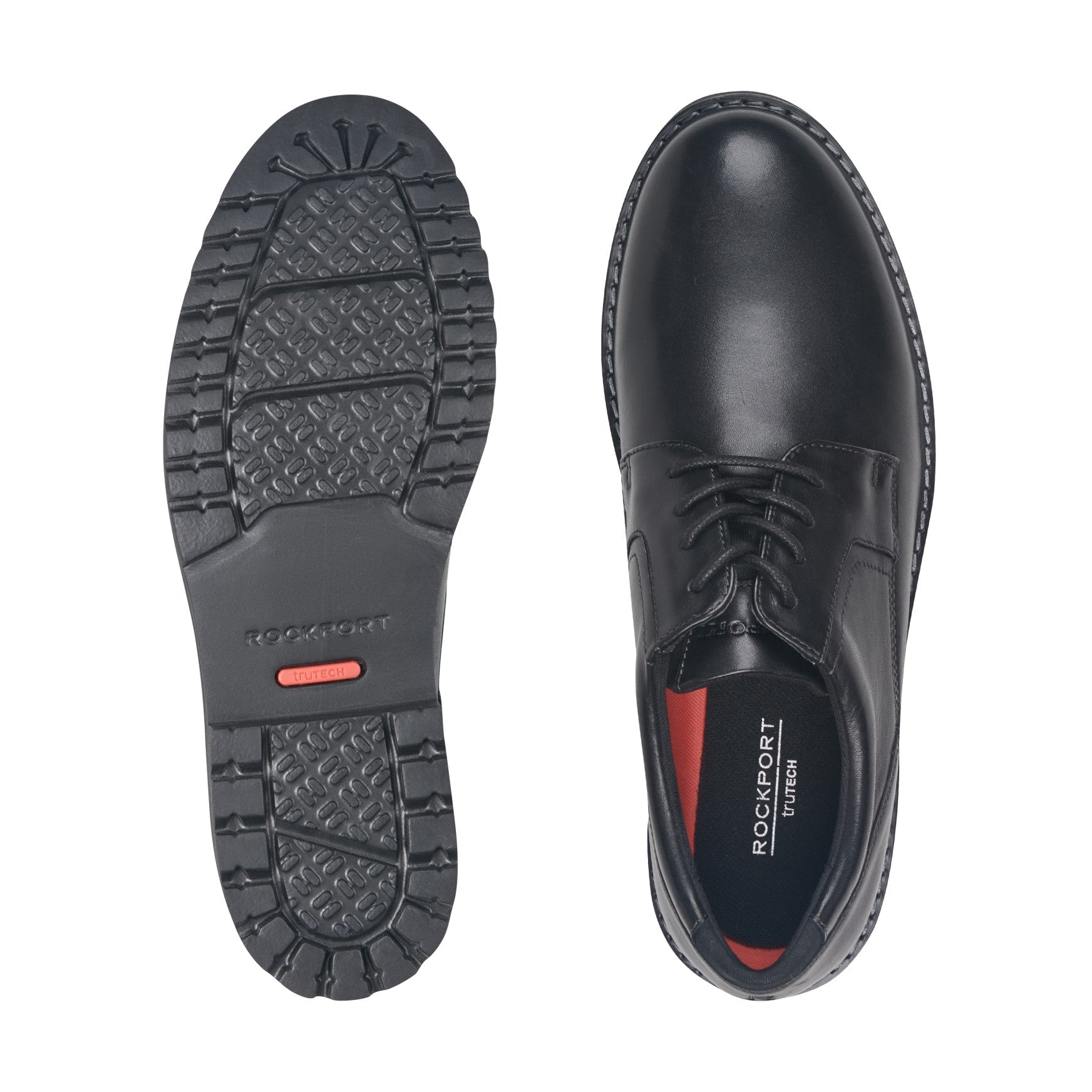 Men Rockport Maverick Plain Toe Oxford Black Leather