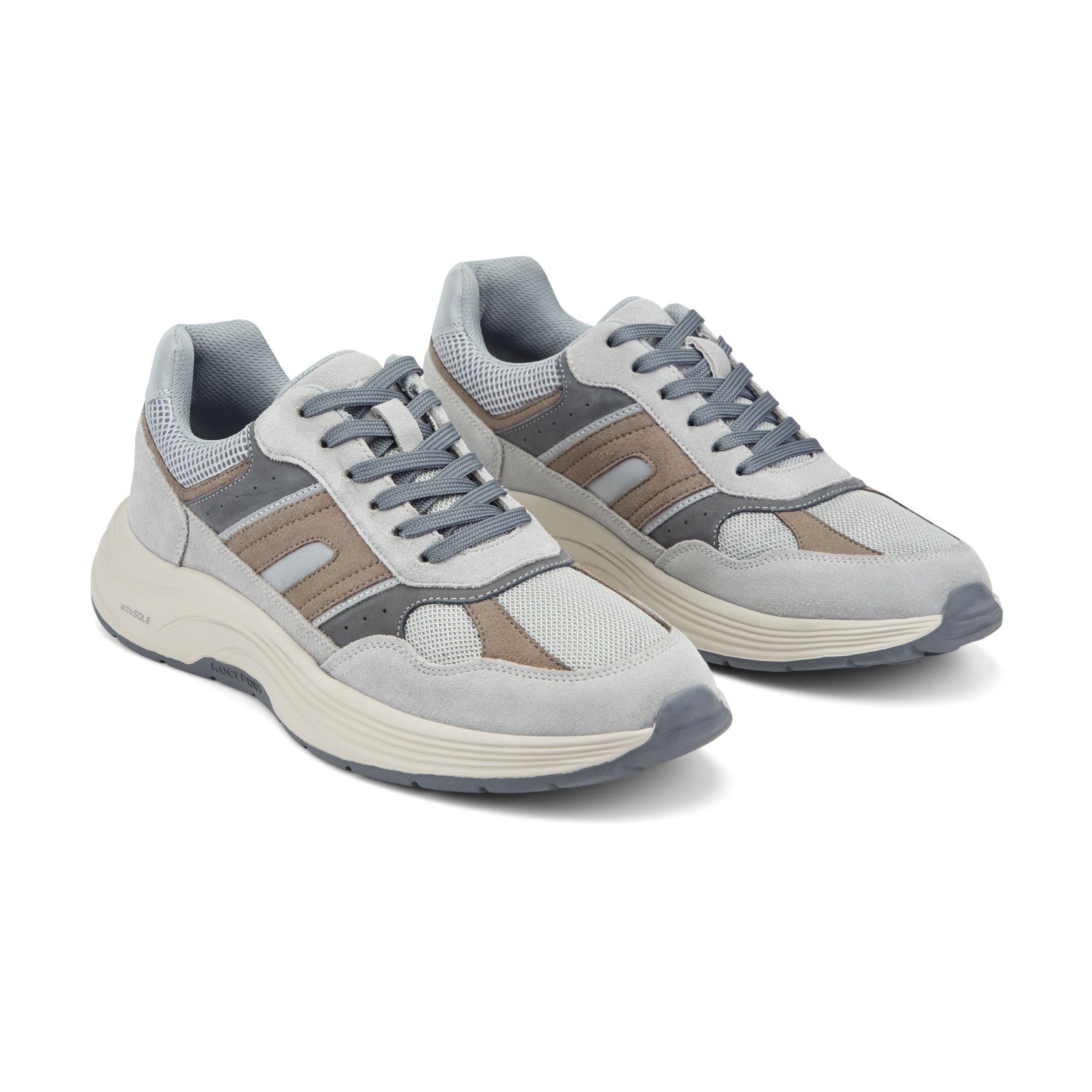 Men Rockport Henry Casual Lace-Up Sneakers Dark Gray Suede