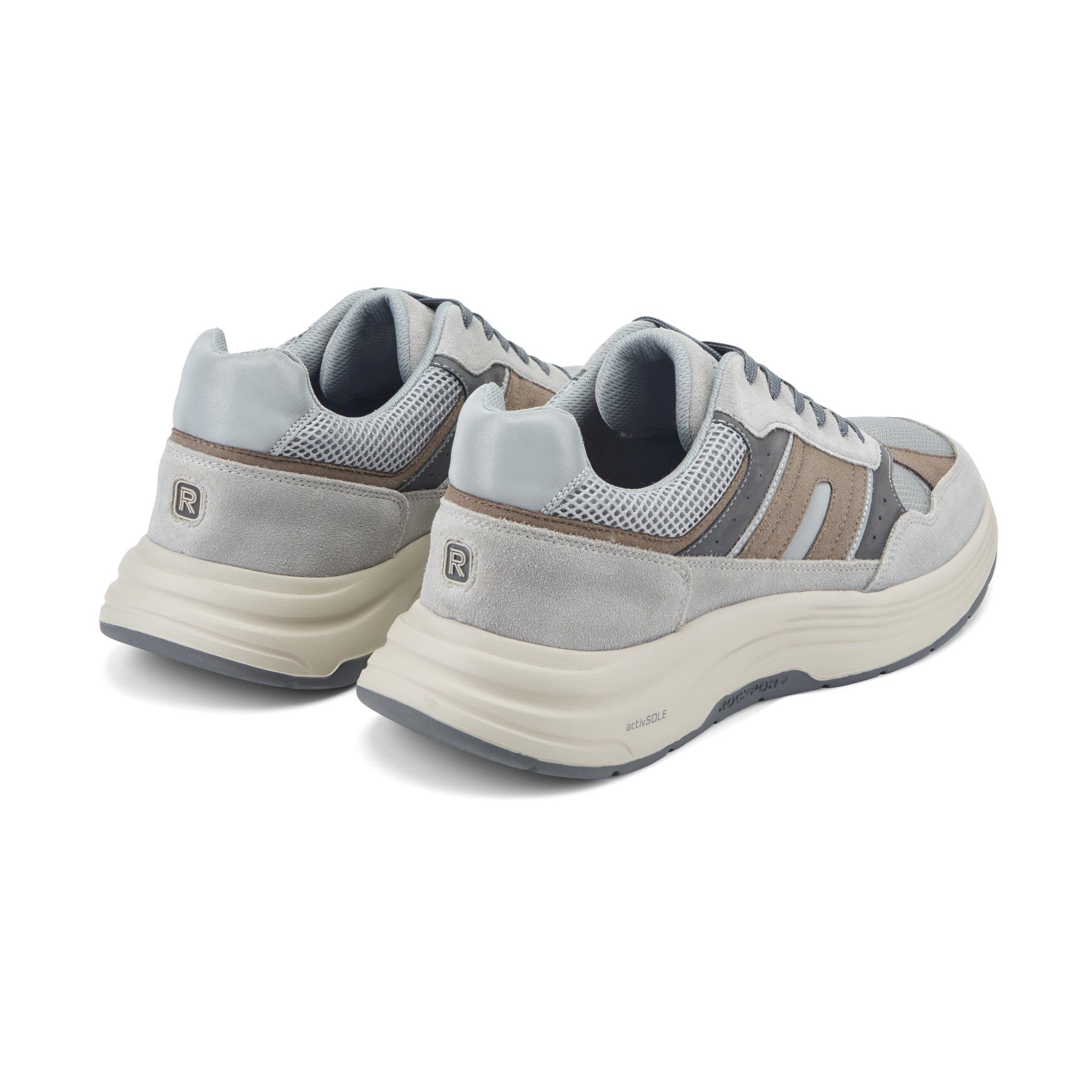 Men Rockport Henry Casual Lace-Up Sneakers Dark Gray Suede