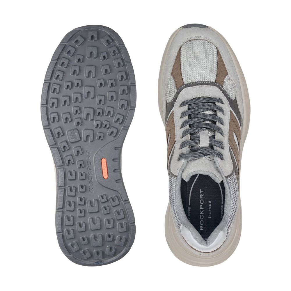 Men Rockport Henry Casual Lace-Up Sneakers Dark Gray Suede