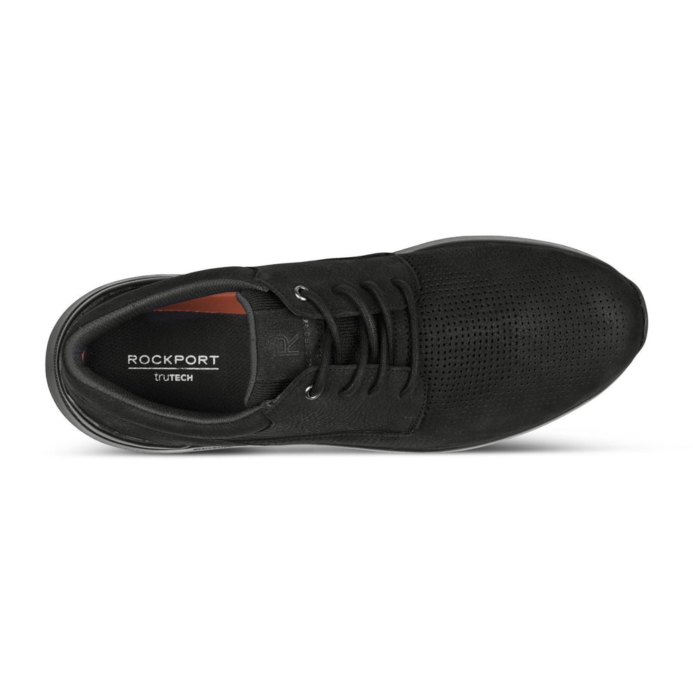Men Rockport Jaimie Lace-up Sneakers Black Leather