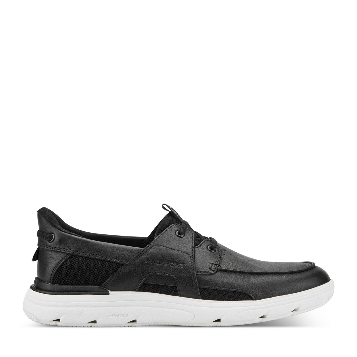 Men Rockport Seadon Step Activated Sneakers Black Leather