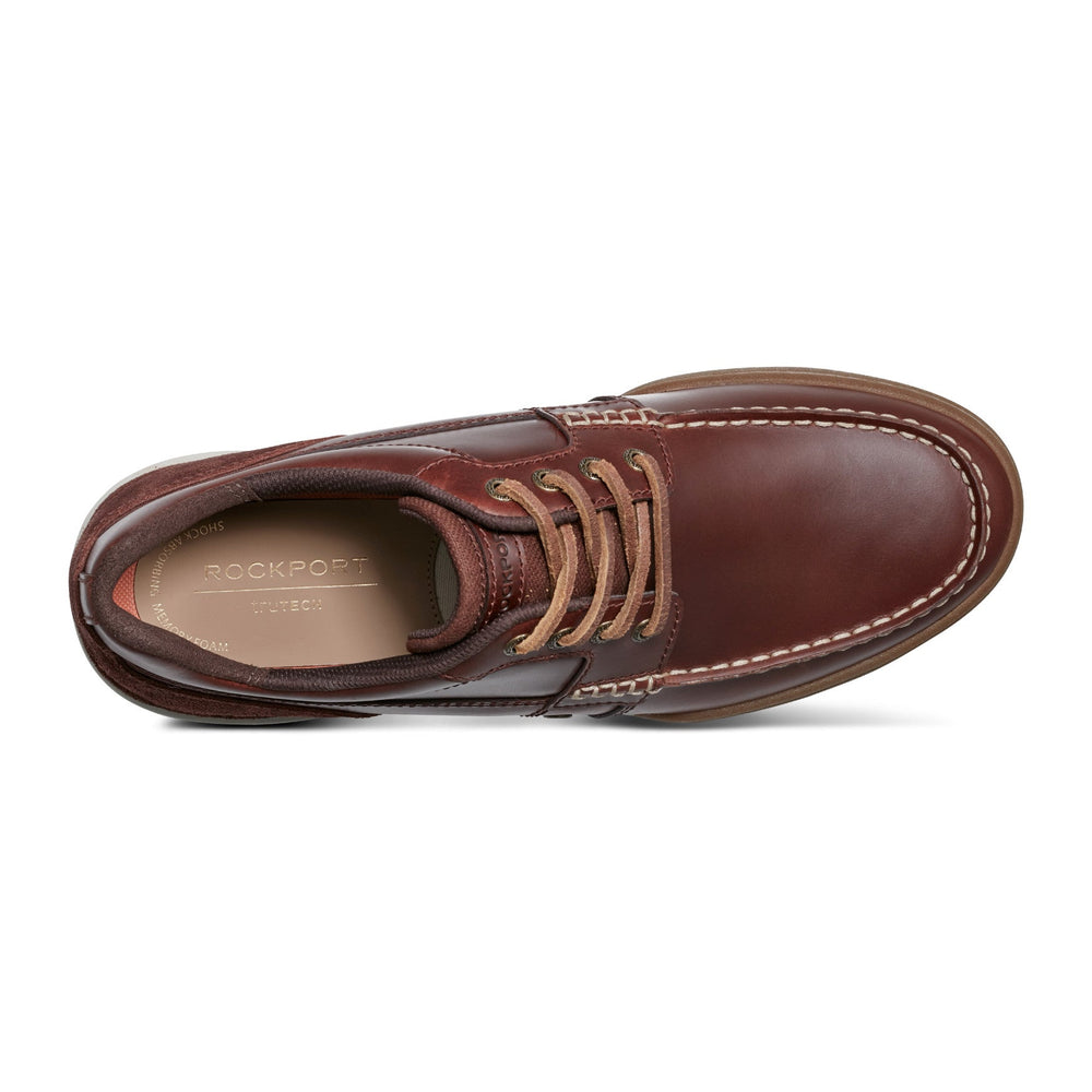 Men Rockport Wentworth Round Toe Casual Flat Boat Shoe Dark Natural