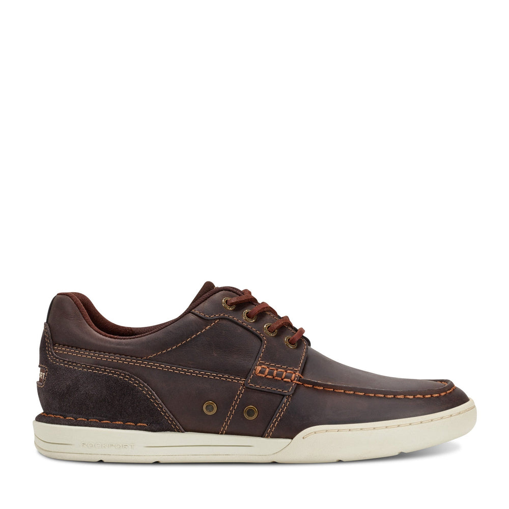 Men Rockport Wentworth Round Toe Casual Flat Boat Shoe Dark Brown
