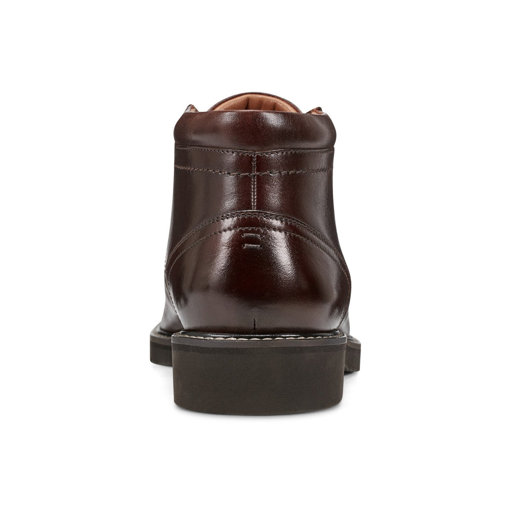 Men Rockport Flynn Lace-up Almond Toe Casual Boots Dark Brown Leather