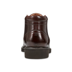 Men Rockport Flynn Lace-up Almond Toe Casual Boots Dark Brown Leather