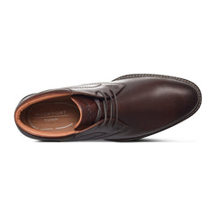 Men Rockport Flynn Lace-up Almond Toe Casual Boots Dark Brown Leather