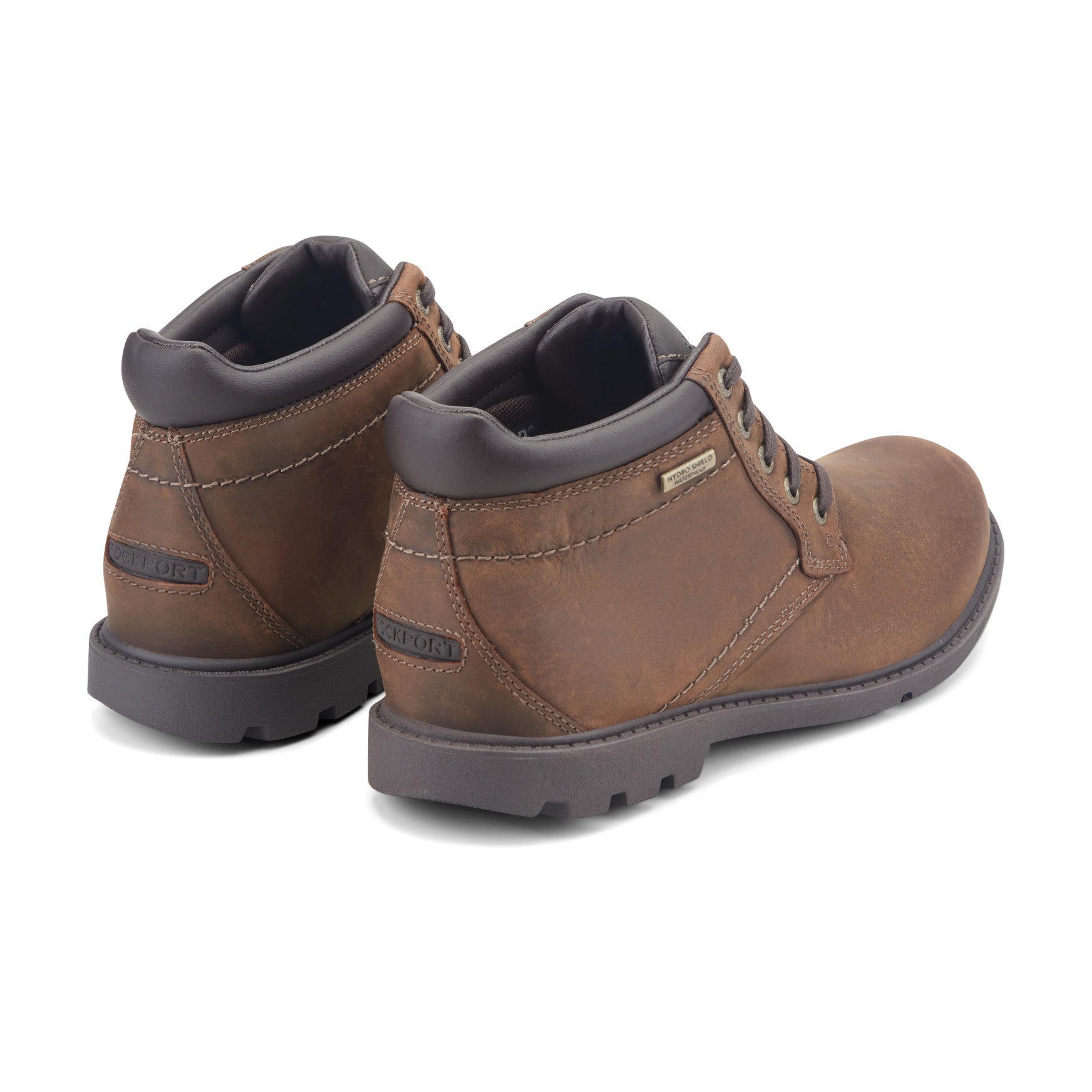 Men Rockport Storm Surge Plain Toe Boot Tan Leather