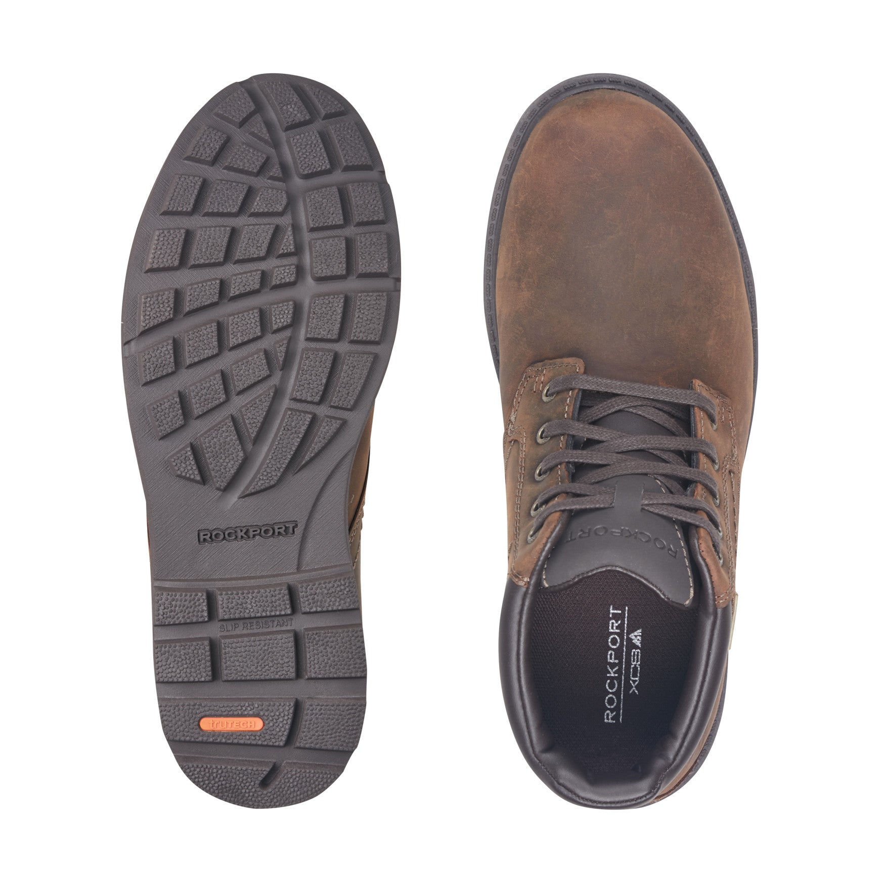 Men Rockport Storm Surge Plain Toe Boot Tan Leather