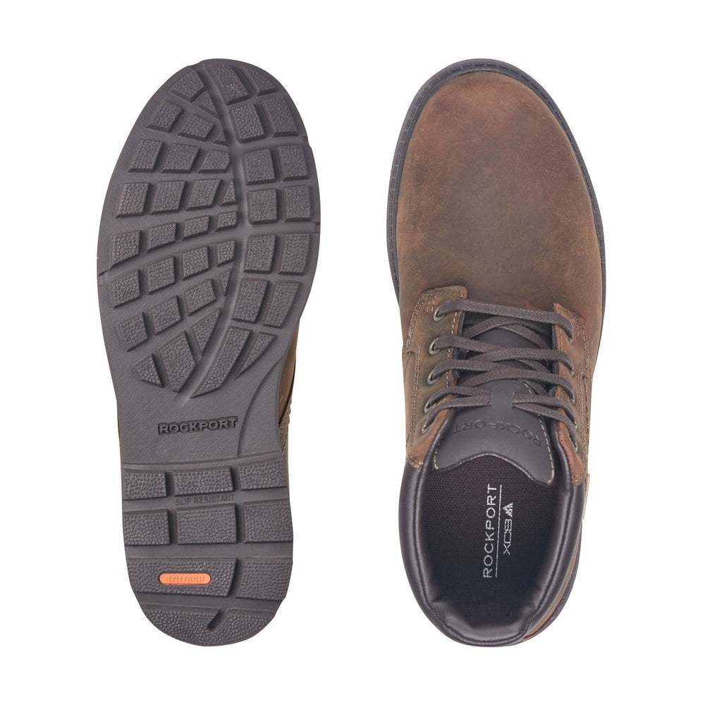 Men Rockport Storm Surge Plain Toe Boot Tan Leather