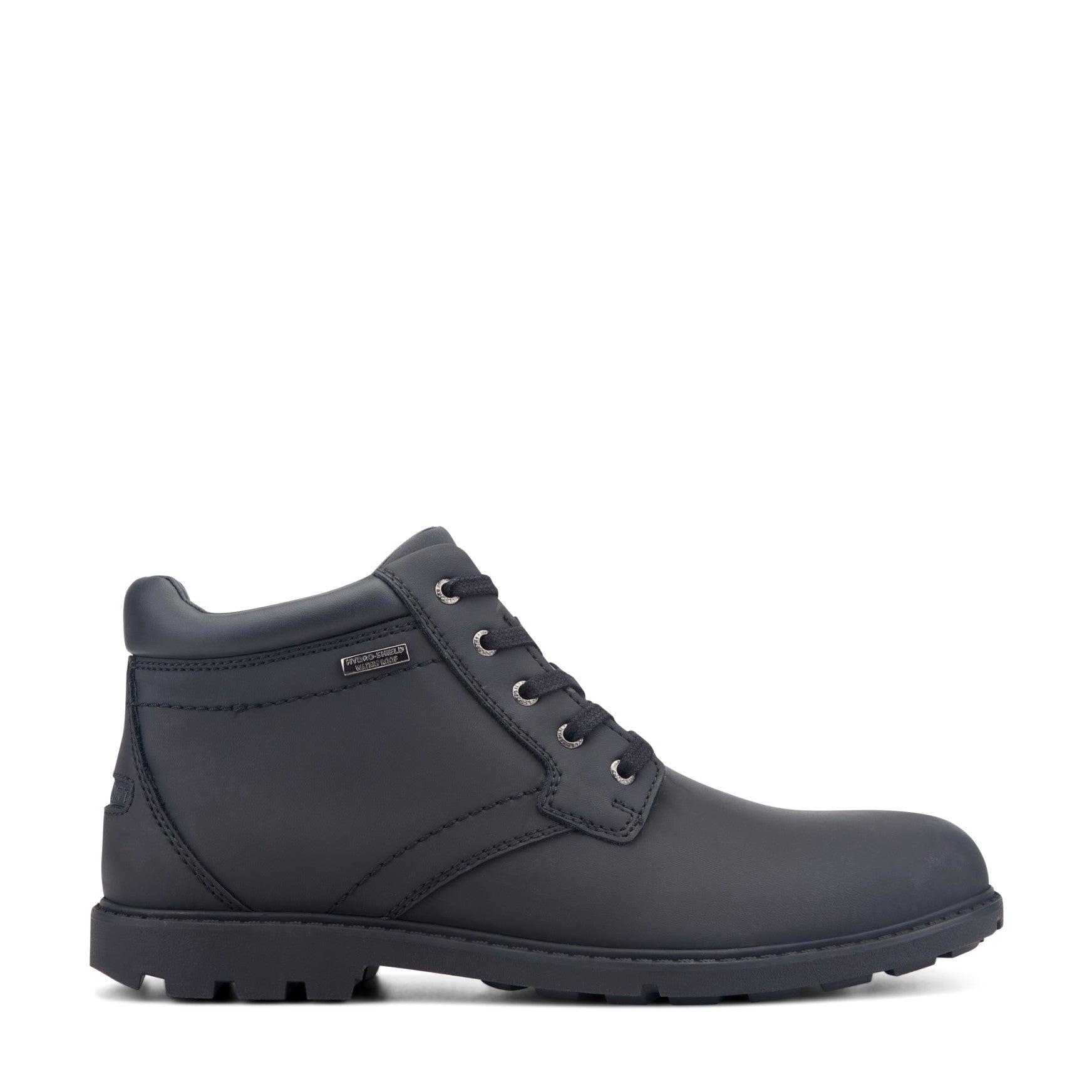 Men Rockport Storm Surge Plain Toe Boot Black Leather