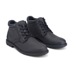 Men Rockport Storm Surge Plain Toe Boot Black Leather