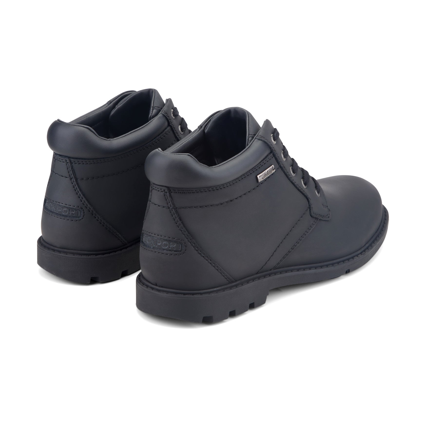 Men Rockport Storm Surge Plain Toe Boot Black Leather