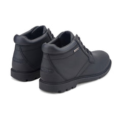 Men Rockport Storm Surge Plain Toe Boot Black Leather