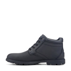 Men Rockport Storm Surge Plain Toe Boot Black Leather