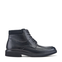 Men Rockport Macklin Moc Toe Lace-Up Leather Boots Black Leather