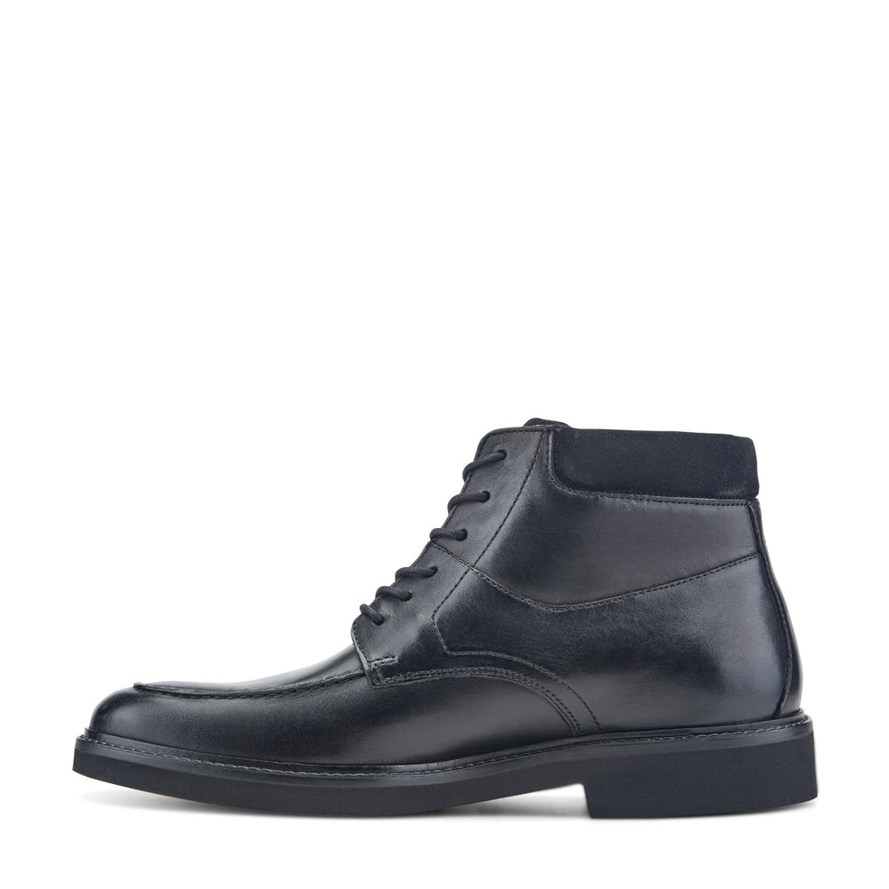 Men Rockport Macklin Moc Toe Lace-Up Leather Boots Black Leather