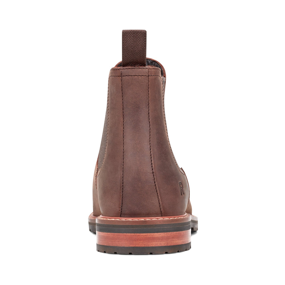 Men Rockport Cassius Slip-on Almond Toe Boots Light Brown Leather
