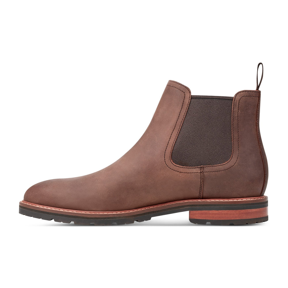 Men Rockport Cassius Slip-on Almond Toe Boots Light Brown Leather