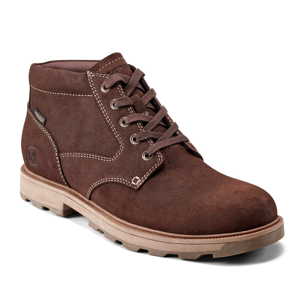 Men Rockport Seamus Waterproof Casual Lace-up Boots Dark Brown Suede