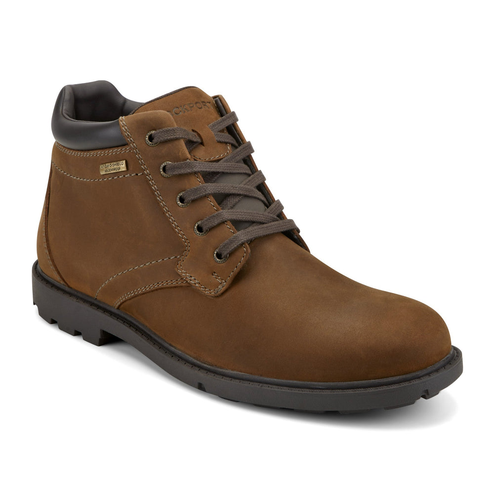 Men Rockport Rugged Bucks Waterproof Boot Tan Leather