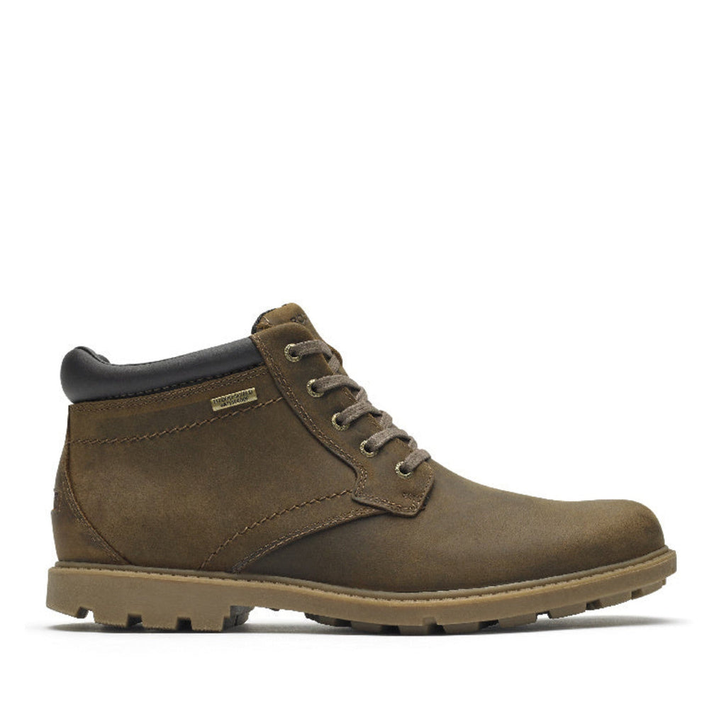 Men Rockport Rugged Bucks Waterproof Boot Boston Tan Leather