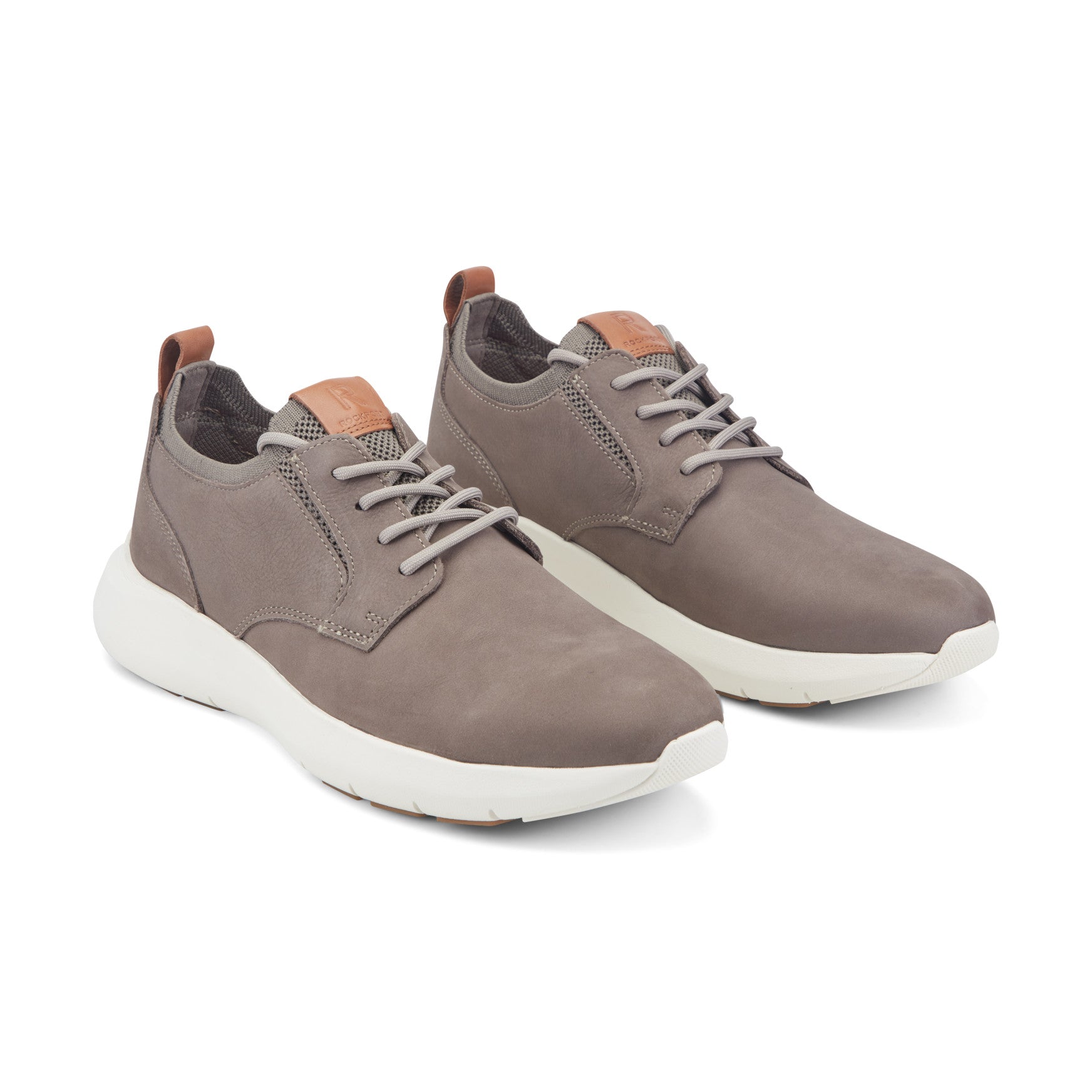 Men Rockport Jonston Lace-up Casual Sneakers Medium Gray Leather
