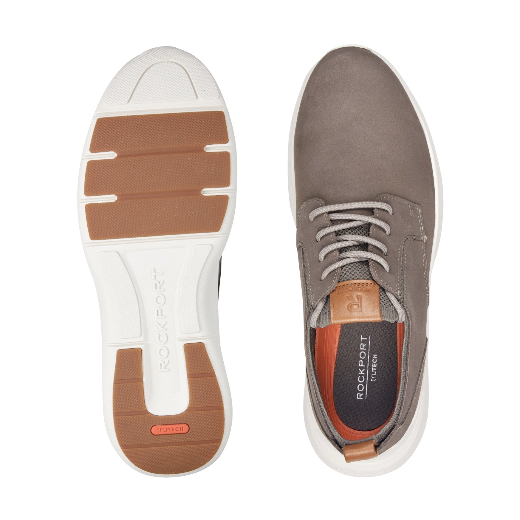 Men Rockport Jonston Lace-up Casual Sneakers Medium Gray Leather