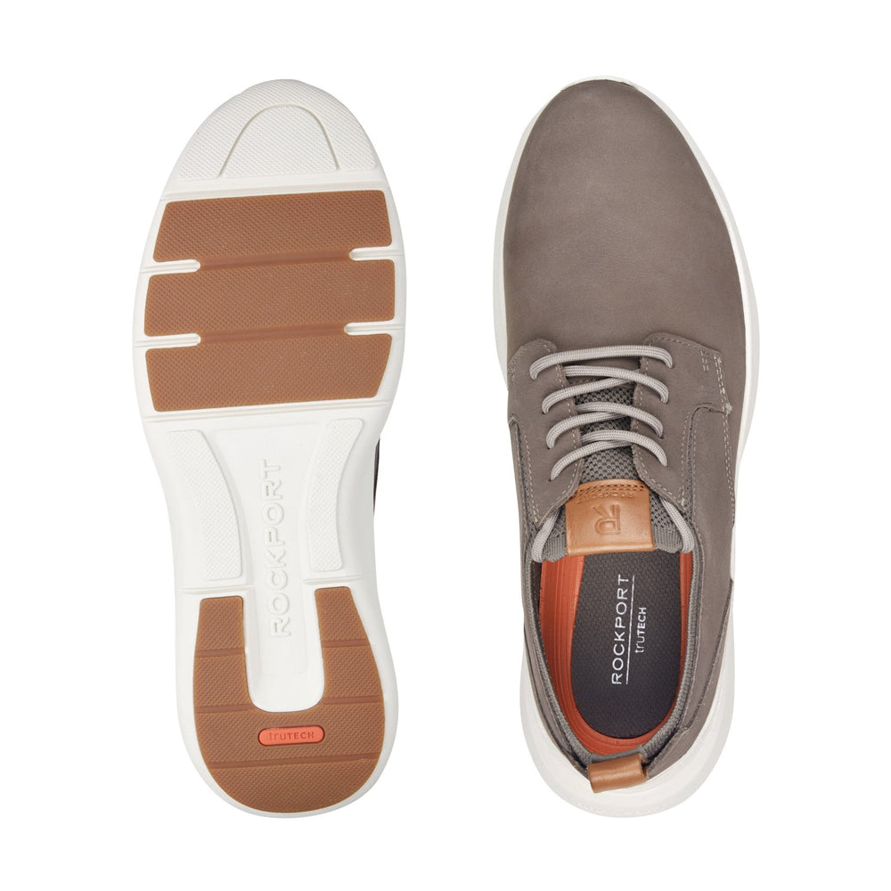 Men Rockport Jonston Lace-up Casual Sneakers Medium Gray Leather