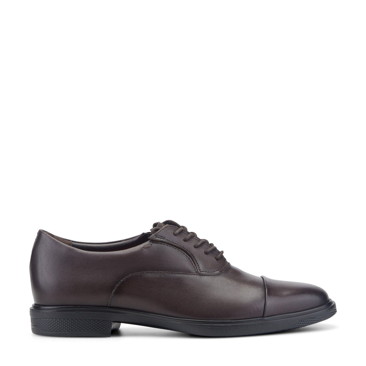 Men Rockport Keefe Dress Cap Toe Lace-up Oxfords Dark Brown Leather
