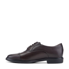 Men Rockport Keefe Dress Cap Toe Lace-up Oxfords Dark Brown Leather