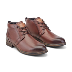 Men Rockport Tolan Lace-Up Leather Chukka Boots Dark Brown Leather