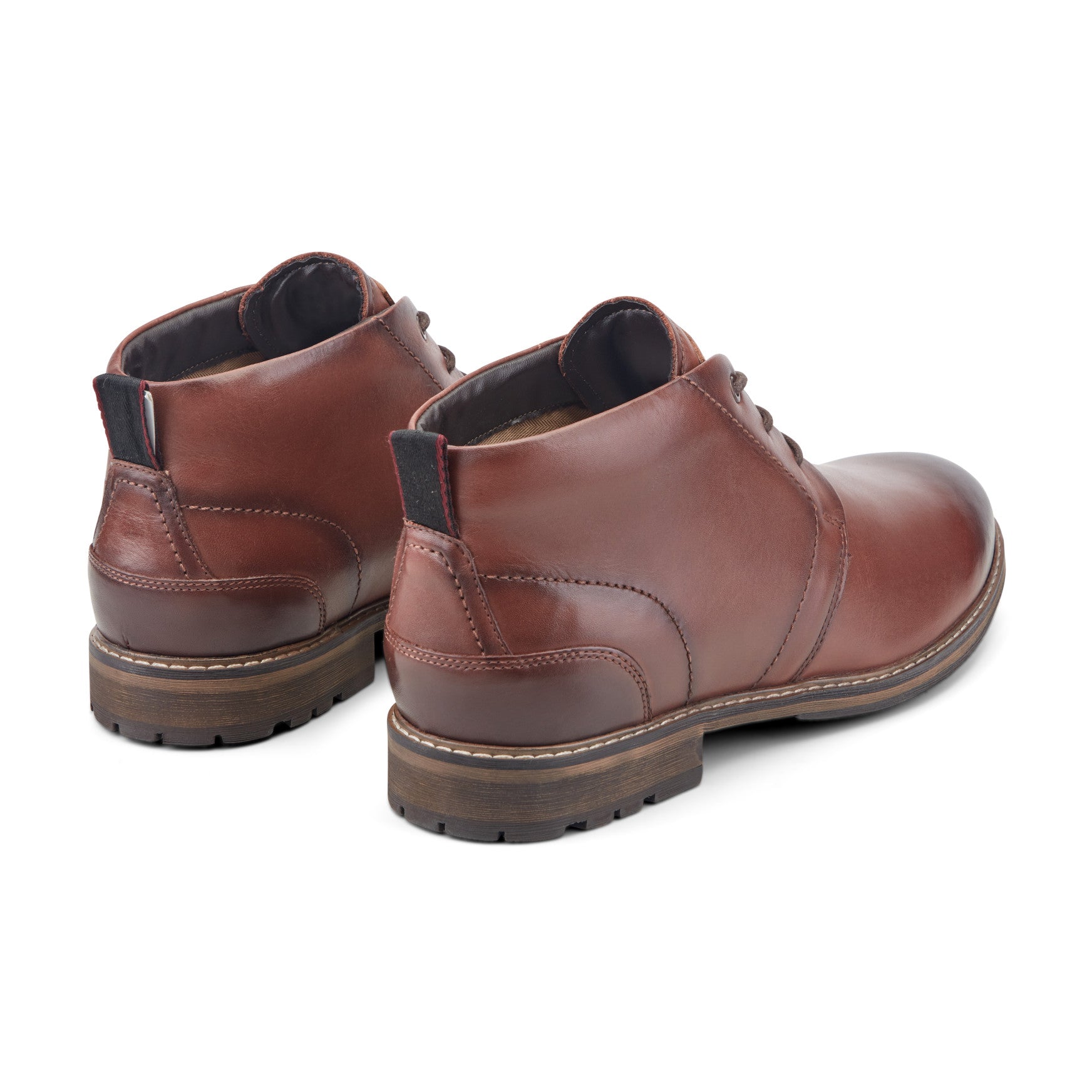 Men Rockport Tolan Lace-Up Leather Chukka Boots Dark Brown Leather