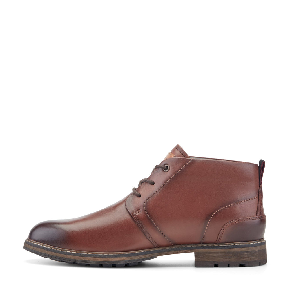 Men Rockport Tolan Lace-Up Leather Chukka Boots Dark Brown Leather