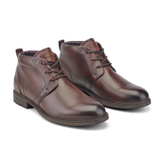 Men Rockport Tolan Lace-Up Leather Chukka Boots Medium Brown Leather