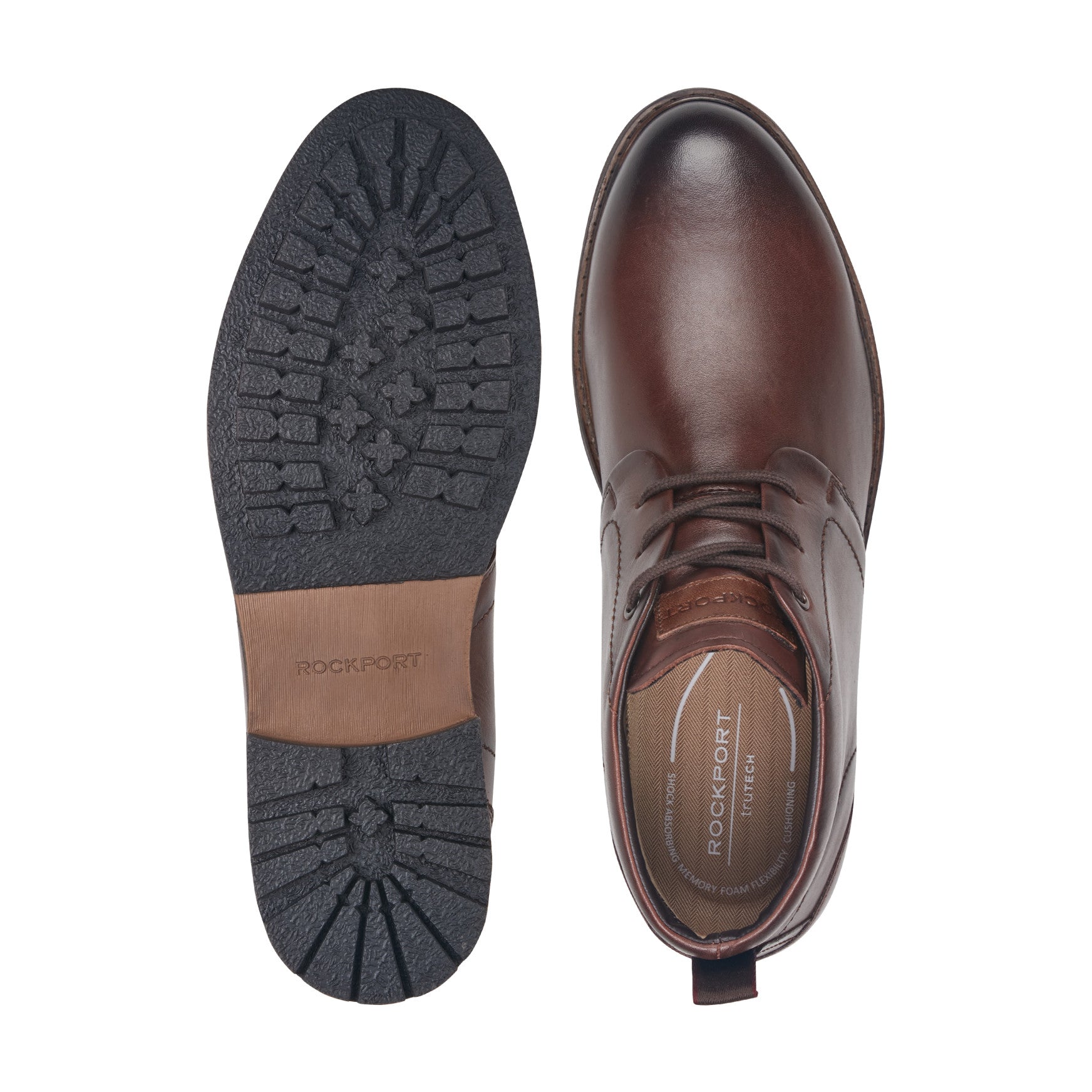 Men Rockport Tolan Lace-Up Leather Chukka Boots Medium Brown Leather