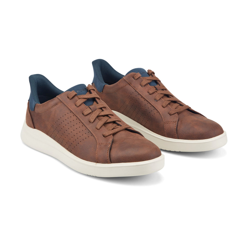 Men Rockport Tristen Step Activated Lace-Up Medium Brown Leather