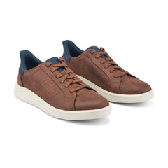 Men Rockport Tristen Step Activated Lace-Up Medium Brown Leather