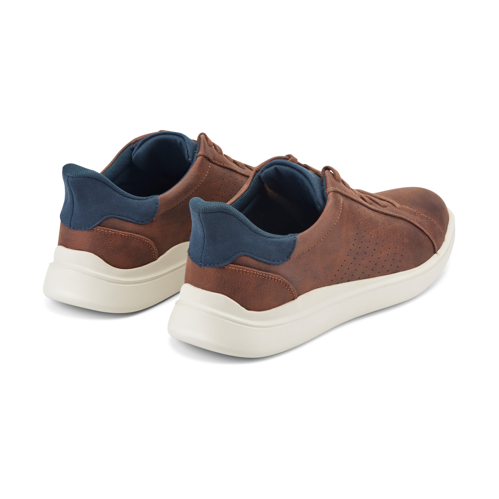 Men Rockport Tristen Step Activated Lace-Up Medium Brown Leather