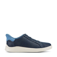 Men Rockport Tristen Step Activated Lace-Up Dark Blue Leather