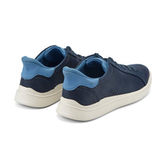 Men Rockport Tristen Step Activated Lace-Up Dark Blue Leather