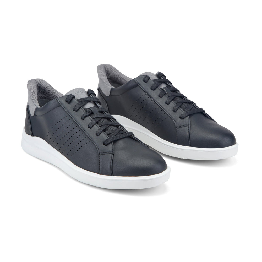 Men Rockport Tristen Step Activated Lace-Up Black Leather