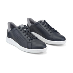 Men Rockport Tristen Step Activated Lace-Up Black Leather