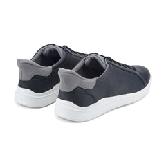 Men Rockport Tristen Step Activated Lace-Up Black Leather