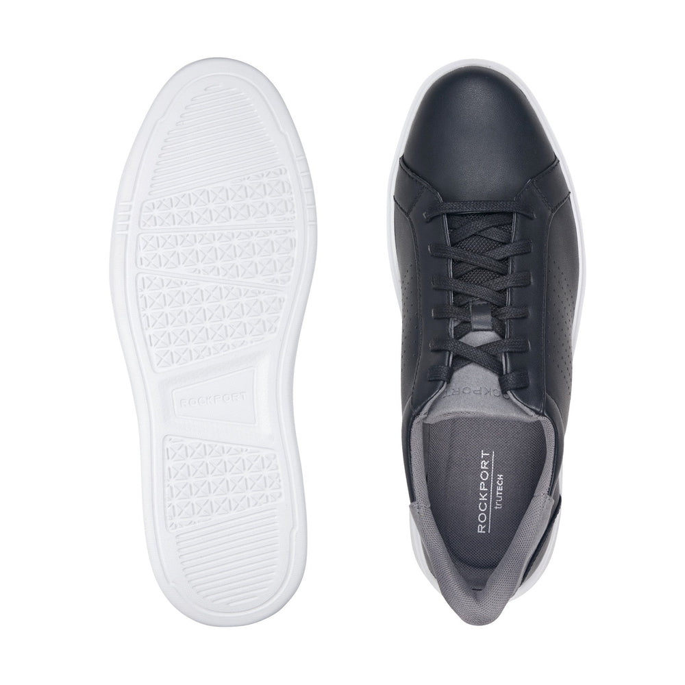 Men Rockport Tristen Step Activated Lace-Up Black Leather