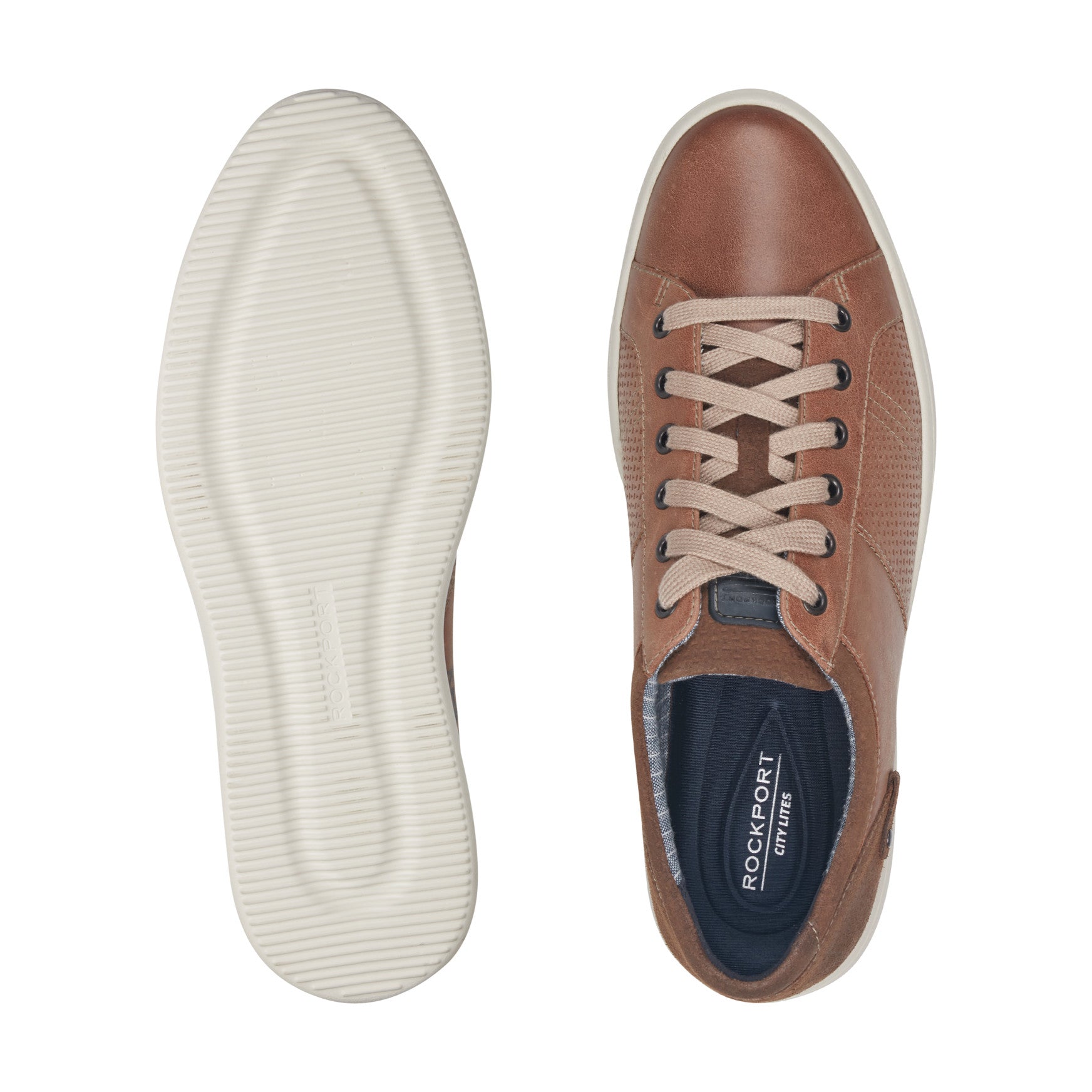 Men Rockport Colle Lace-to-Toe Sneaker Tan Leather