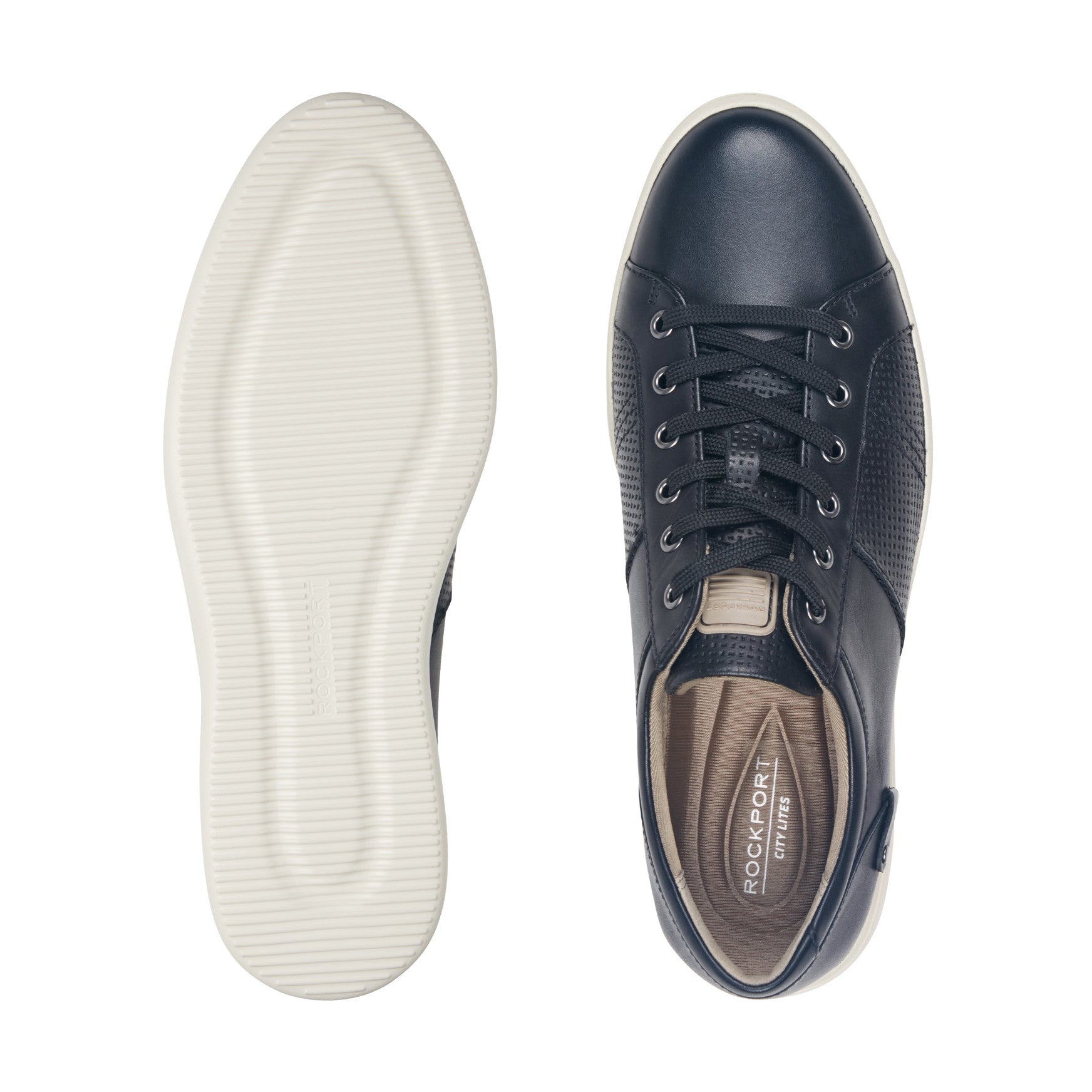 Men Rockport Colle Lace-to-Toe Sneaker Black Leather
