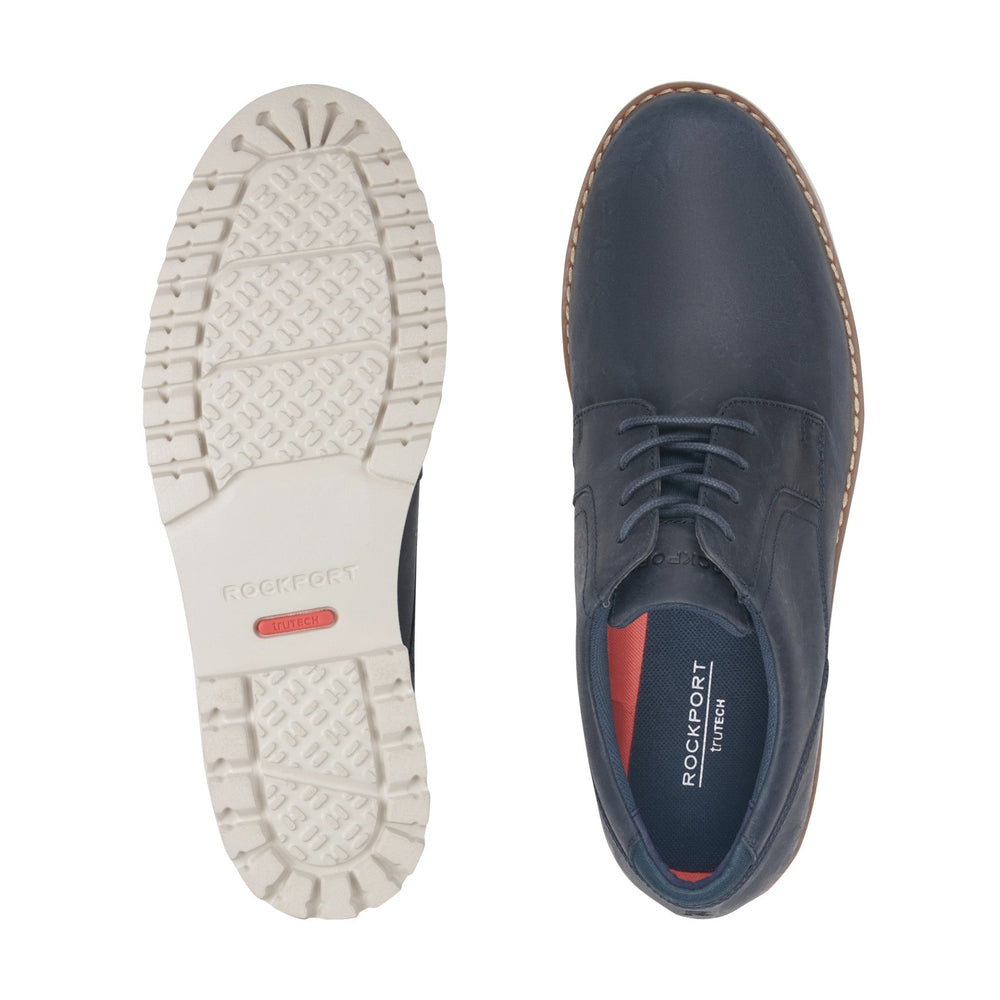 Men Rockport Maverick Plain Toe Oxford New Dress Blues Leather