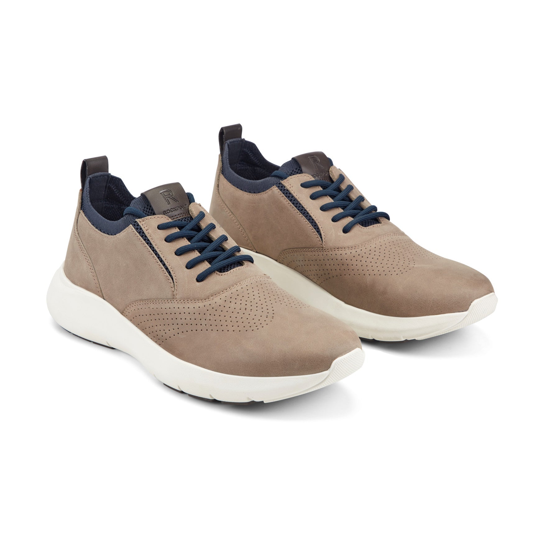 Men Rockport Jeffson Casual Lace-up Sneakers Taupe Leather